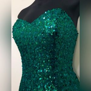 Alyce Paris Emerald Green Sequin Cocktail Prom Homecoming Party Dress